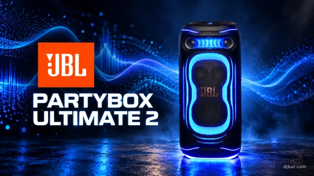 JBL PartyBox Ultimate 2; XLR DJ girişi, AI vokal kaldırma ve dokunmatik kontrol sunuyor.